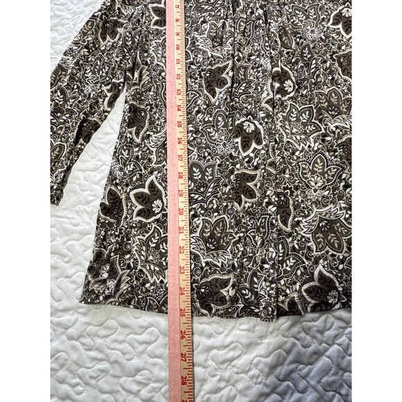 Croft & Barrow Green Floral Print Flowy Long Sleeve Blouse size medium - Picture 4 of 6